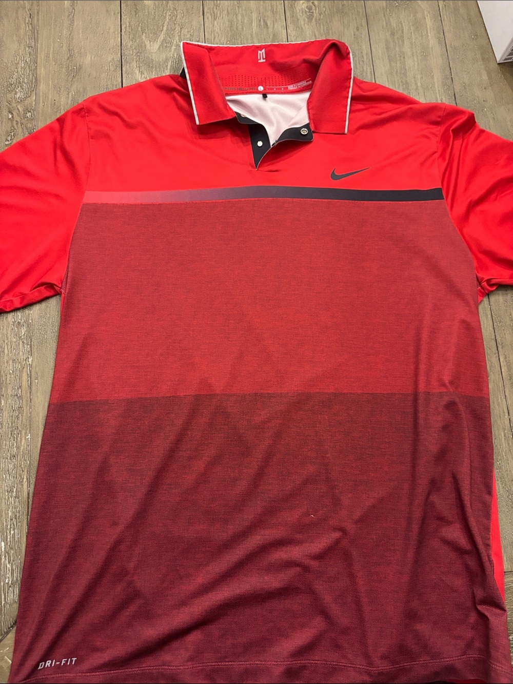 Nike Men’s Red Ombre Polo with Black Swoosh Tiger Woods Collection
